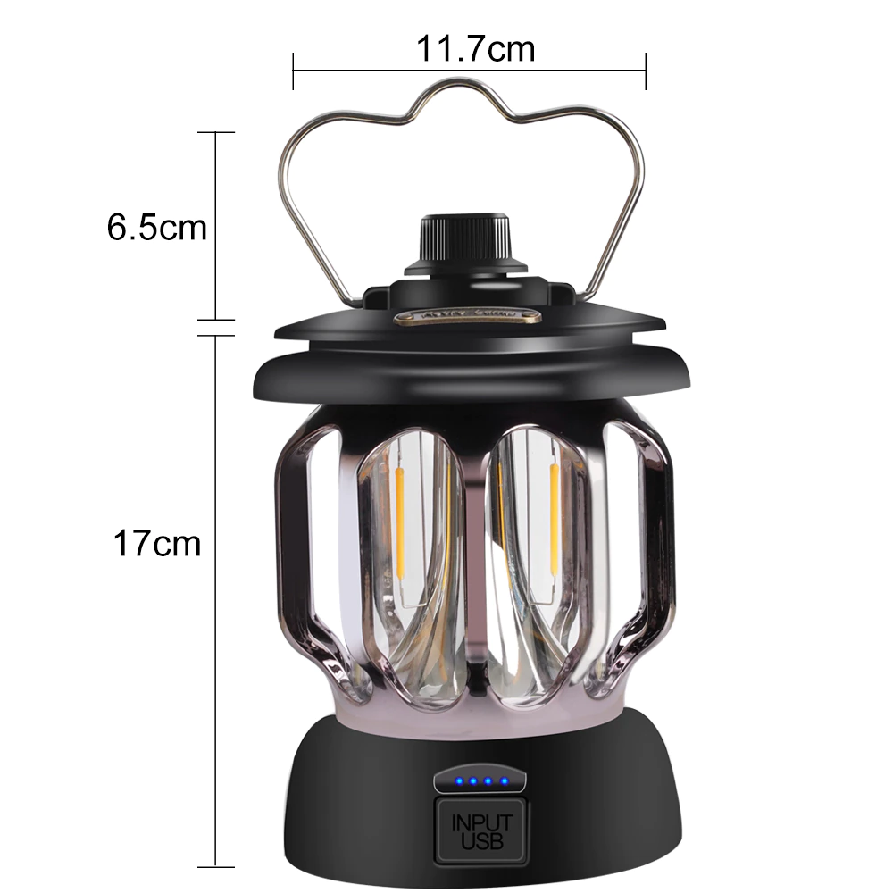 Cheap Goat Tents LED Rechargeable Vintage Camping Lantern Battery Powered Dimmable Camping Lights Portable Hanging Tent Flashlight For Outdoor   